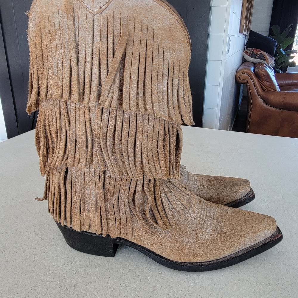 Womens Dingo Fringe Suede Cowboy Boots